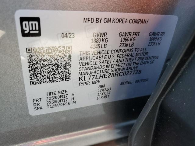 KL77LHE28RC027728 - 2024 CHEVROLET TRAX 1LT GRAY photo 12