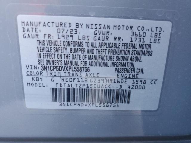 3N1CP5DVXPL558756 - 2023 NISSAN KICKS SR GRAY photo 12