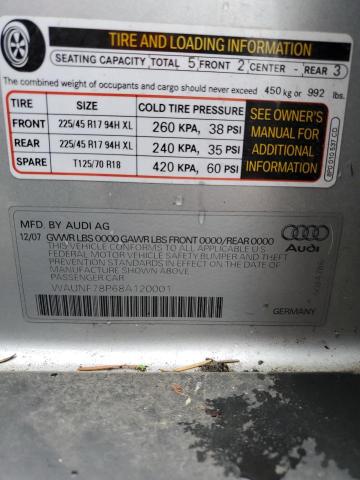 WAUNF78P68A120001 - 2008 AUDI A3 2.0 PREMIUM SILVER photo 13