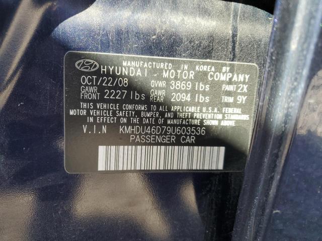 KMHDU46D79U603536 - 2009 HYUNDAI ELANTRA GLS BLUE photo 12