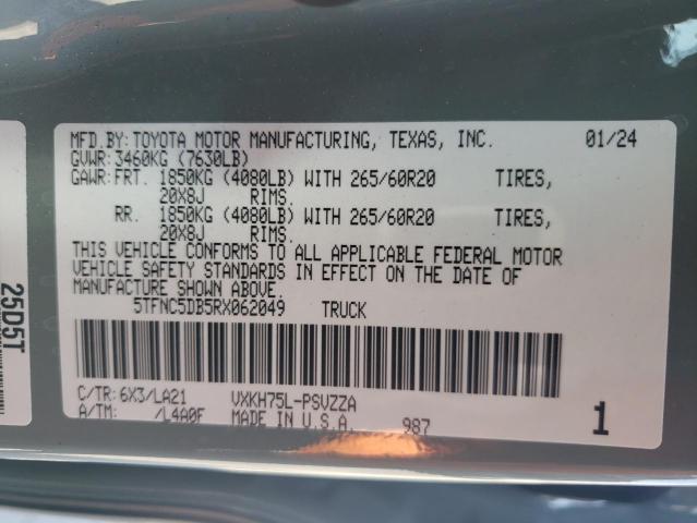 5TFNC5DB5RX062049 - 2024 TOYOTA TUNDRA CREWMAX PLATINUM ტურკოუსი ფოტო 12