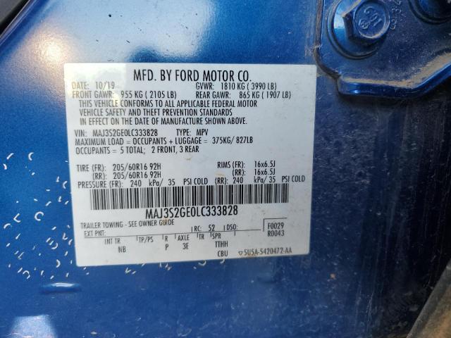 MAJ3S2GE0LC333828 - 2020 FORD ECOSPORT SE BLUE photo 13