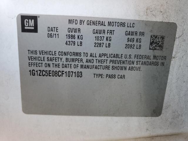 1G1ZC5E08CF107103 - 2012 CHEVROLET MALIBU 1LT 白色 照片 13