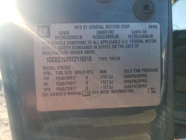 1GCEC19V07Z119318 - 2007 CHEVROLET SILVERADO C1500 CLASSIC Dəniz mavisi foto 12