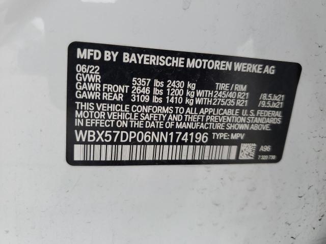 WBX57DP06NN174196 - 2022 BMW X3 XDRIVE30I WHITE photo 12