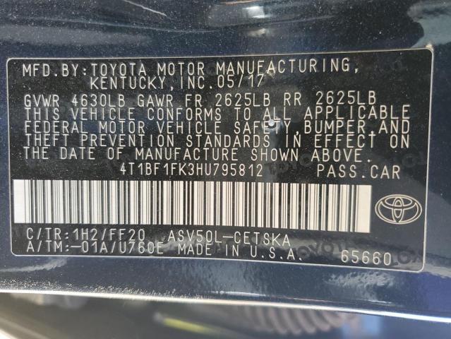 4T1BF1FK3HU795812 - 2017 TOYOTA CAMRY LE BLUE photo 13