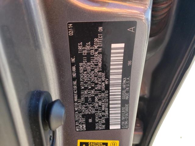 5TDKKRFHXES011810 - 2014 TOYOTA HIGHLANDER XLE GRAY photo 14