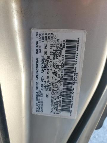 5TBRN34112S234833 - 2002 TOYOTA TUNDRA ACCESS CAB SR5 GOLD photo 12