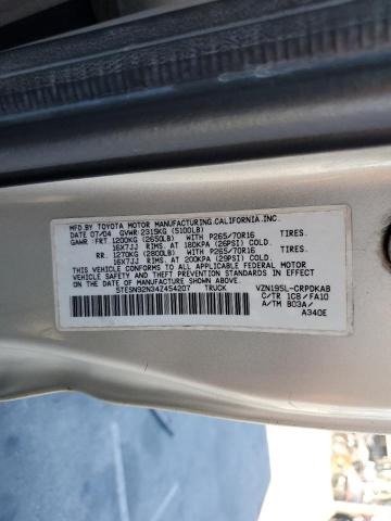 5TESN92N34Z454207 - 2004 TOYOTA TACOMA XTRACAB PRERUNNER ვერცხლისფერი ფოტო 12