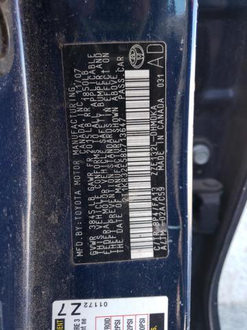2T1KR32E58C713647 - 2008 TOYOTA COROLLA MA XR BLUE photo 12