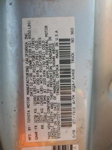 5TETX22NX7Z373652 - 2007 TOYOTA TACOMA ACCESS CAB ლურჯი ფოტო 12