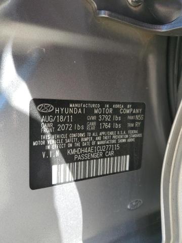 KMHDH4AE1CU277115 - 2012 HYUNDAI ELANTRA GLS SILVER photo 12