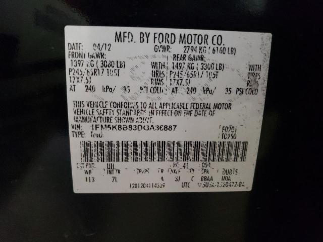 1FM5K8B83DGA36887 - 2013 FORD EXPLORER BLACK photo 13