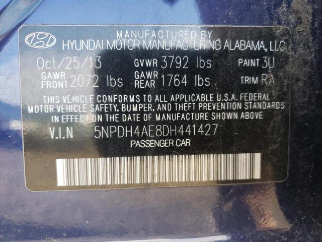 5NPDH4AE8DH441427 - 2013 HYUNDAI ELANTRA GLS BLUE photo 12