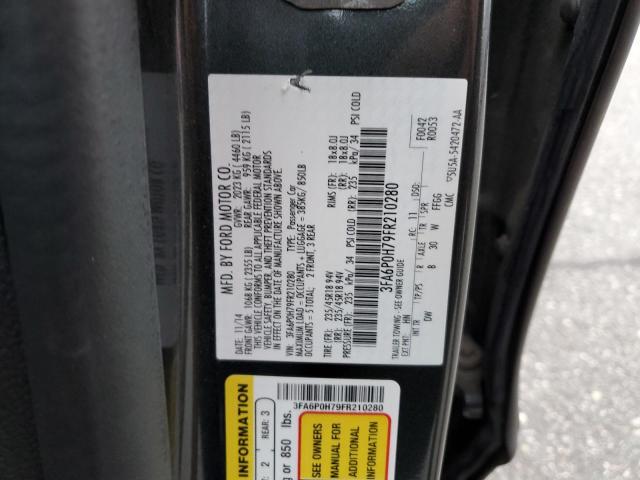 3FA6P0H79FR210280 - 2015 FORD FUSION SE GRAY photo 12