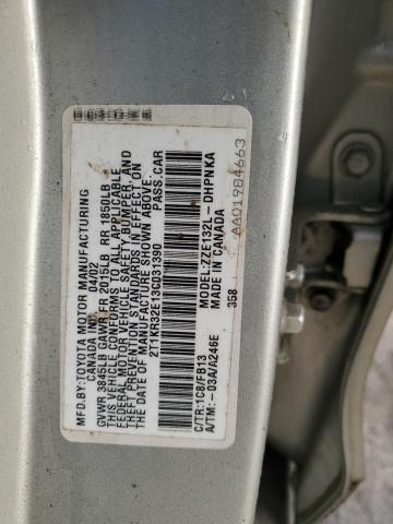 2T1KR32E13C031390 - 2003 TOYOTA COROLLA MA XR SILVER photo 12