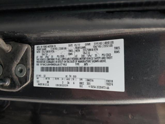 1FMCU9H96DUA17162 - 2013 FORD ESCAPE SEL GRAY photo 13