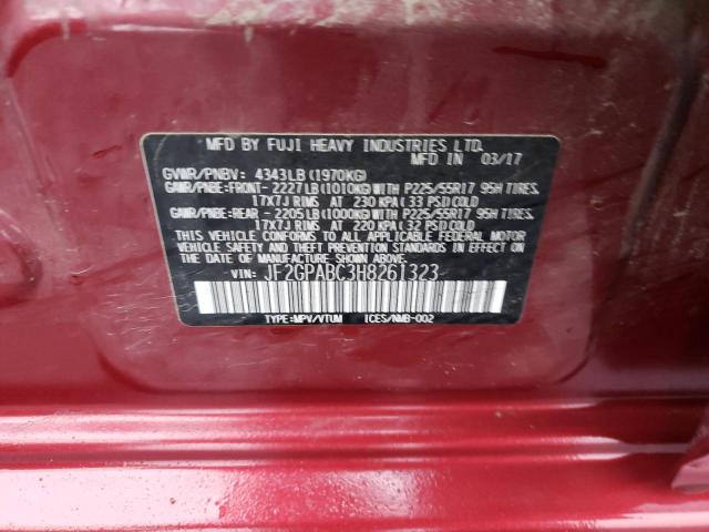 JF2GPABC3H8261323 - 2017 SUBARU CROSSTREK PREMIUM RED photo 12