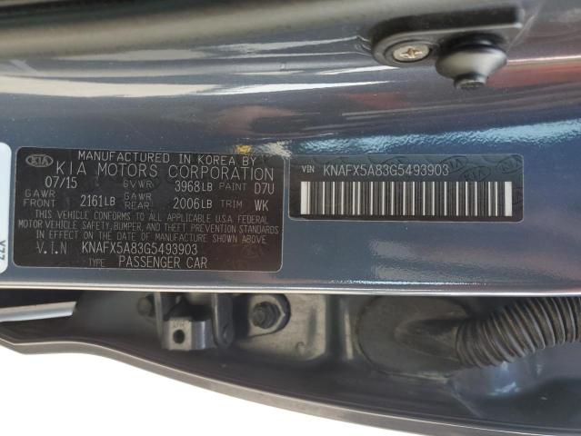 KNAFX5A83G5493903 - 2016 KIA FORTE EX GRAY photo 12