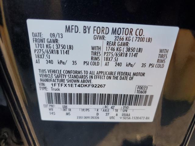 1FTFX1ET4DKF92267 - 2013 FORD F150 SUPER CAB BLACK photo 12