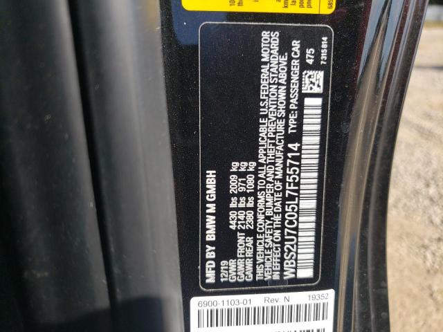 WBS2U7C05L7F55714 - 2020 BMW M2 COMPETITION Чорний фото 12