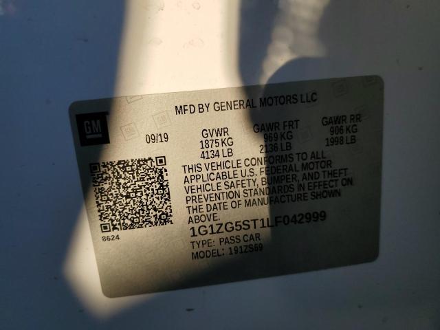 1G1ZG5ST1LF042999 - 2020 CHEVROLET MALIBU RS WHITE photo 12