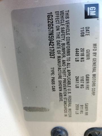 1G2ZG57N594217037 - 2009 PONTIAC G6 SILVER photo 12