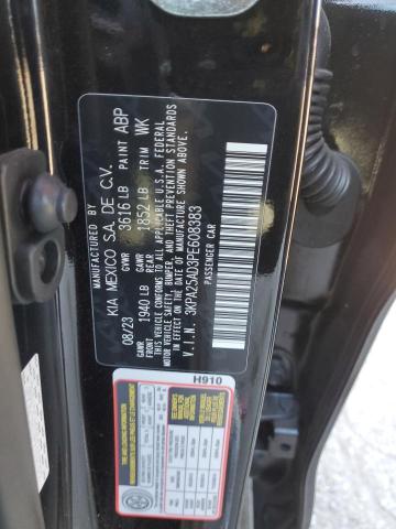 3KPA25AD3PE608383 - 2023 KIA RIO S BLACK photo 12