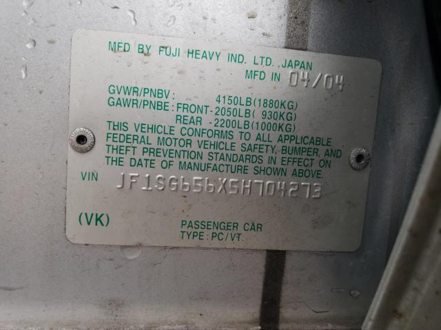 JF1SG656X5H704273 - 2005 SUBARU FORESTER 2.5XS Сріблястий фото 13