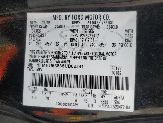 1FMEU63836UB02341 - 2006 FORD EXPLORER XLT BLACK photo 13