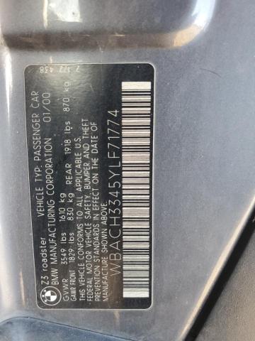 WBACH3345YLF71774 - 2000 BMW Z3 2.8 GRAY photo 12