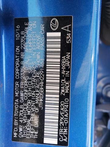 JTHKD5BH4H2291484 - 2017 LEXUS CT 200 BLUE photo 13