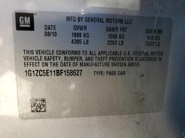 1G1ZC5E11BF158627 - 2011 CHEVROLET MALIBU 1LT 银色 照片 12