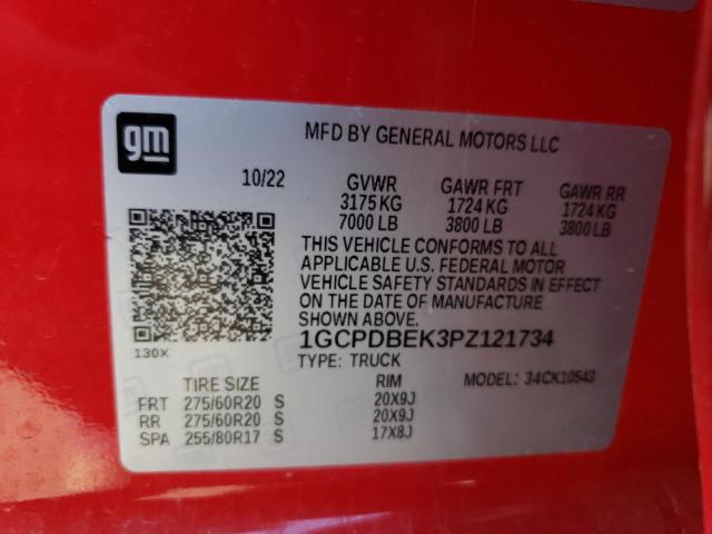 1GCPDBEK3PZ121734 - 2023 CHEVROLET SILVERADO K1500 CUSTOM RED photo 13