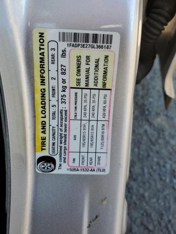 1FADP3E27GL366187 - 2016 FORD FOCUS S SILVER photo 12