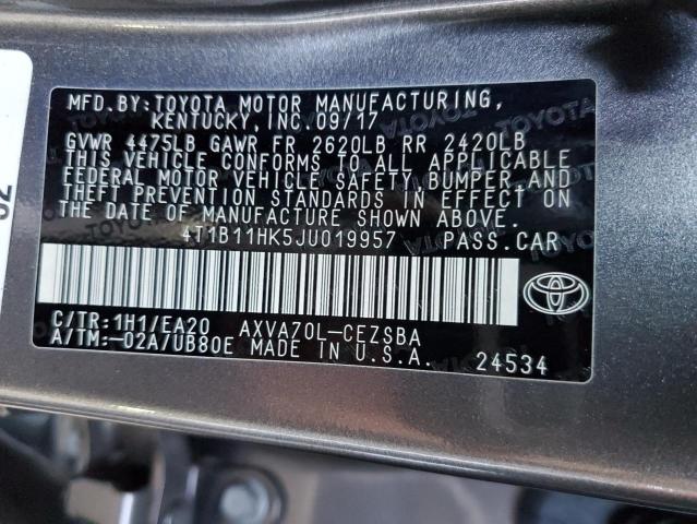 4T1B11HK5JU019957 - 2018 TOYOTA CAMRY LE A L GRAY photo 13