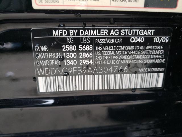 WDDNG9FB9AA304766 - 2010 MERCEDES-BENZ S 400 BLACK photo 12