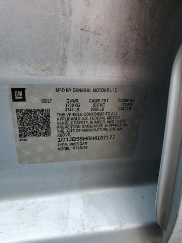 1G1JB5SH0H4167177 - 2017 CHEVROLET SONIC LS ვერცხლისფერი ფოტო 12