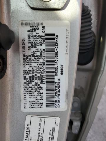 4T1BE32K13U154350 - 2003 TOYOTA CAMRY LE SILVER photo 12