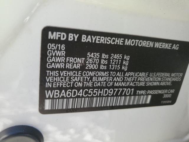 WBA6D4C55HD977701 - 2017 BMW 650 I GRAN COUPE WHITE photo 12