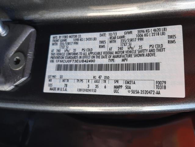 1FMCU0F73EUB42490 - 2014 FORD ESCAPE S GRAY photo 13