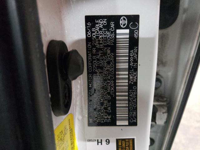 JTDKARFU1G3025499 - 2016 TOYOTA PRIUS WHITE photo 12