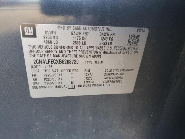 2CNALFECXB6208720 - 2011 CHEVROLET EQUINOX LTZ GRAY photo 13