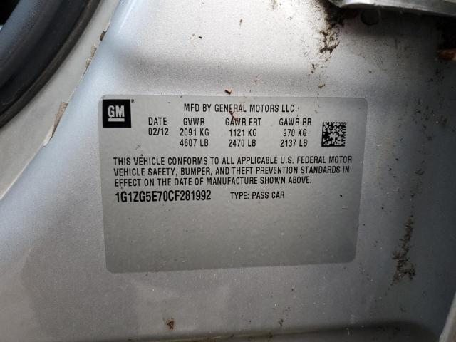 1G1ZG5E70CF281992 - 2012 CHEVROLET MALIBU LTZ ვერცხლისფერი ფოტო 12