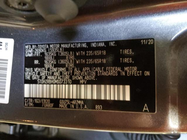 5TDHZRBH0MS073310 - 2021 TOYOTA HIGHLANDER XLE GRAY photo 14
