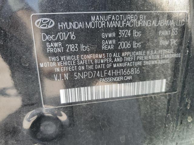 5NPD74LF4HH166816 - 2017 HYUNDAI ELANTRA SE BLACK photo 12