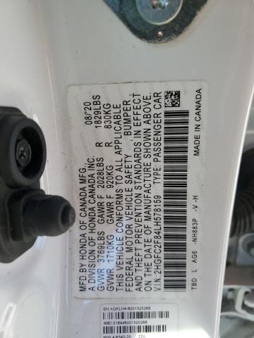 2HGFC2F84LH578159 - 2020 HONDA CIVIC SPORT 白色 照片 12