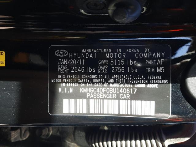 KMHGC4DF0BU140617 - 2011 HYUNDAI GENESIS 4.6L BLACK photo 12