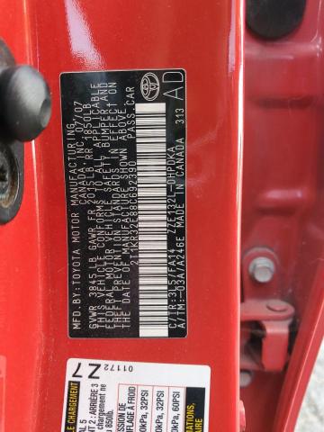 2T1KR32E88C692390 - 2008 TOYOTA COROLLA MA XR RED photo 12