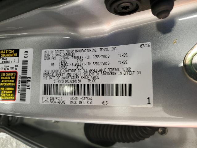 5TFRY5F10GX210158 - 2016 TOYOTA TUNDRA DOUBLE CAB SR/SR5 SILVER photo 12